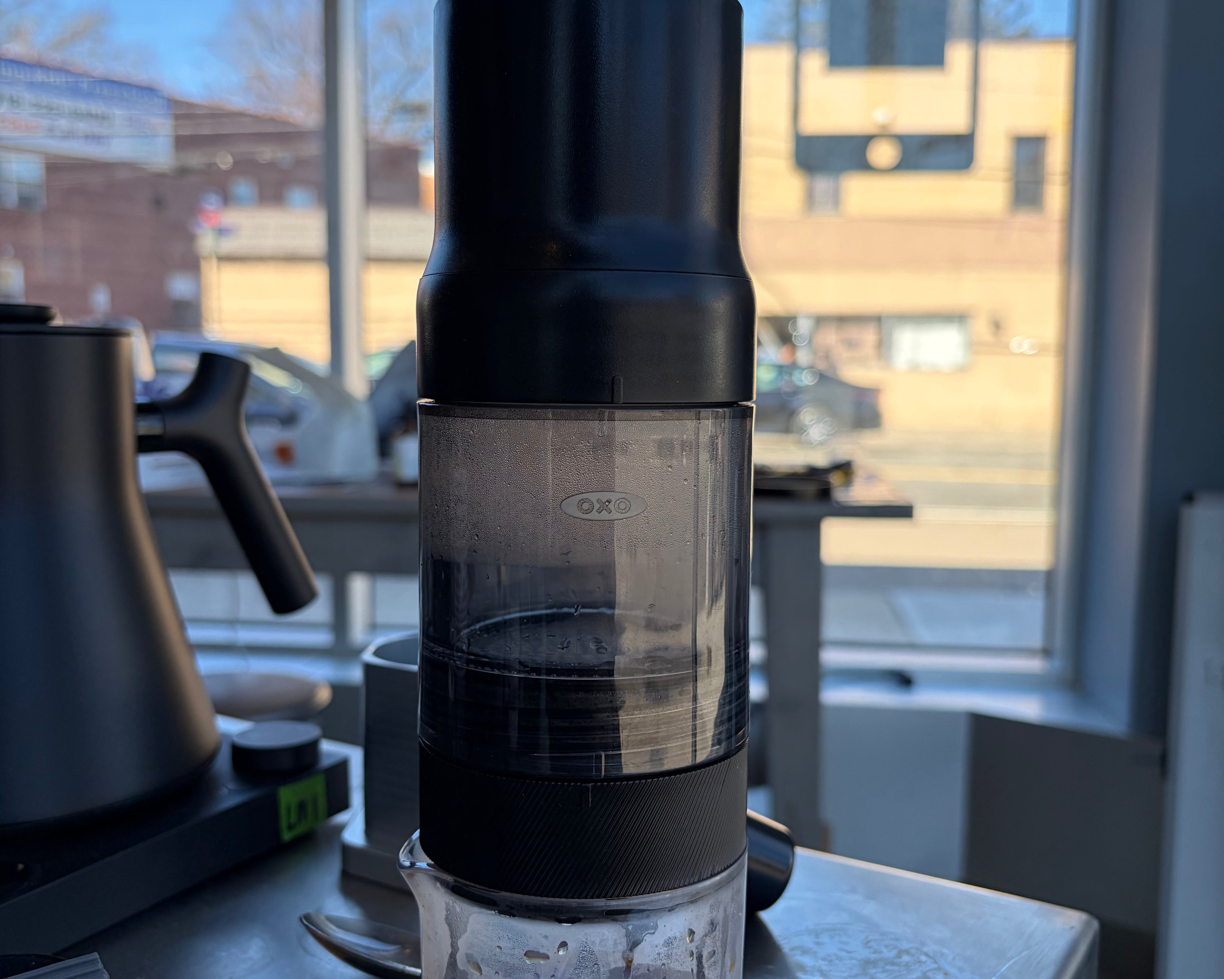 An OXO Rapid Brewer on the counter of a Bean & Bean Cafe