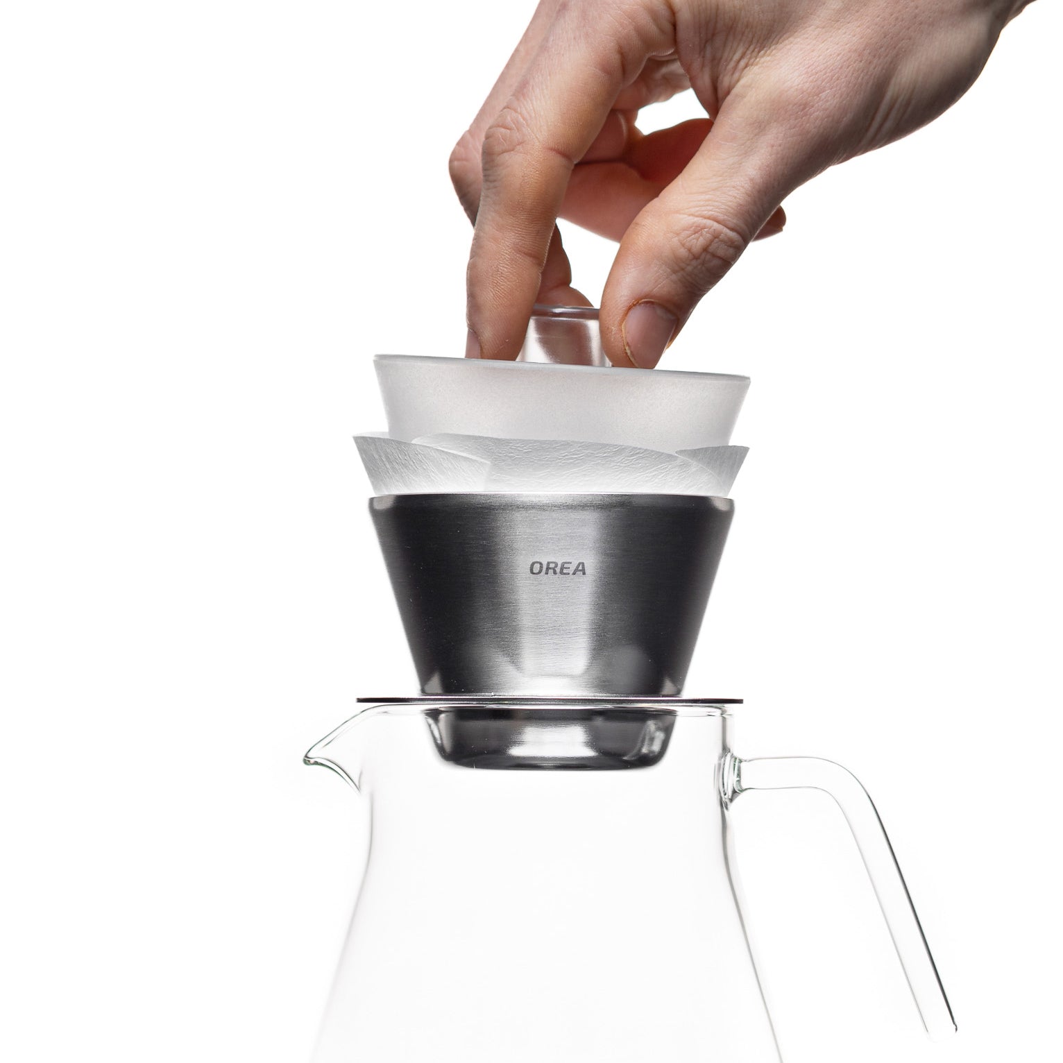 O1 dripper sitting on a carafe