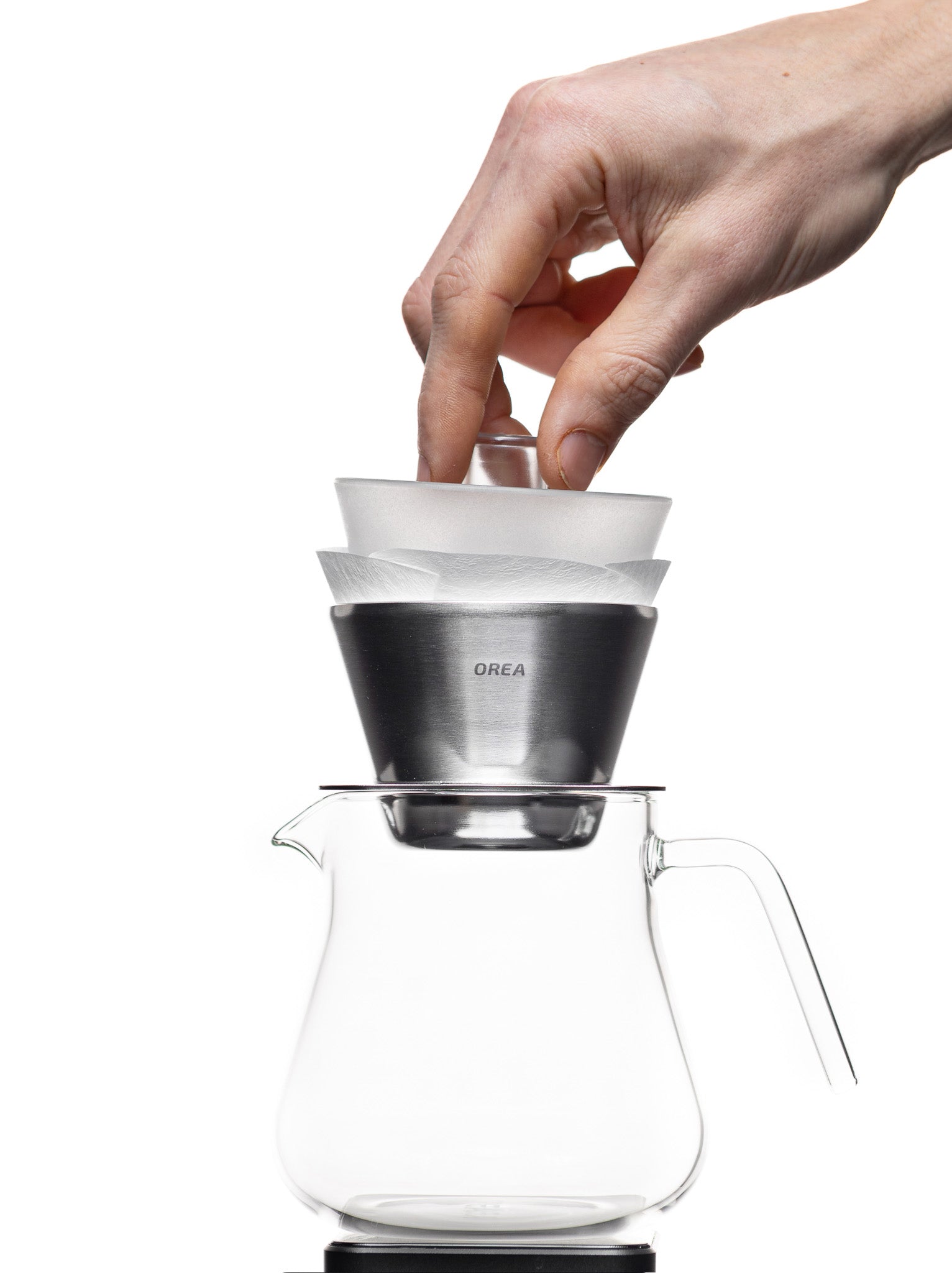 O1 dripper sitting on a carafe