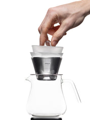 O1 dripper sitting on a carafe