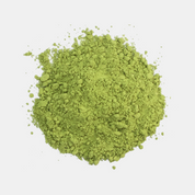 A close-up of loose, vibrant green matcha powder
