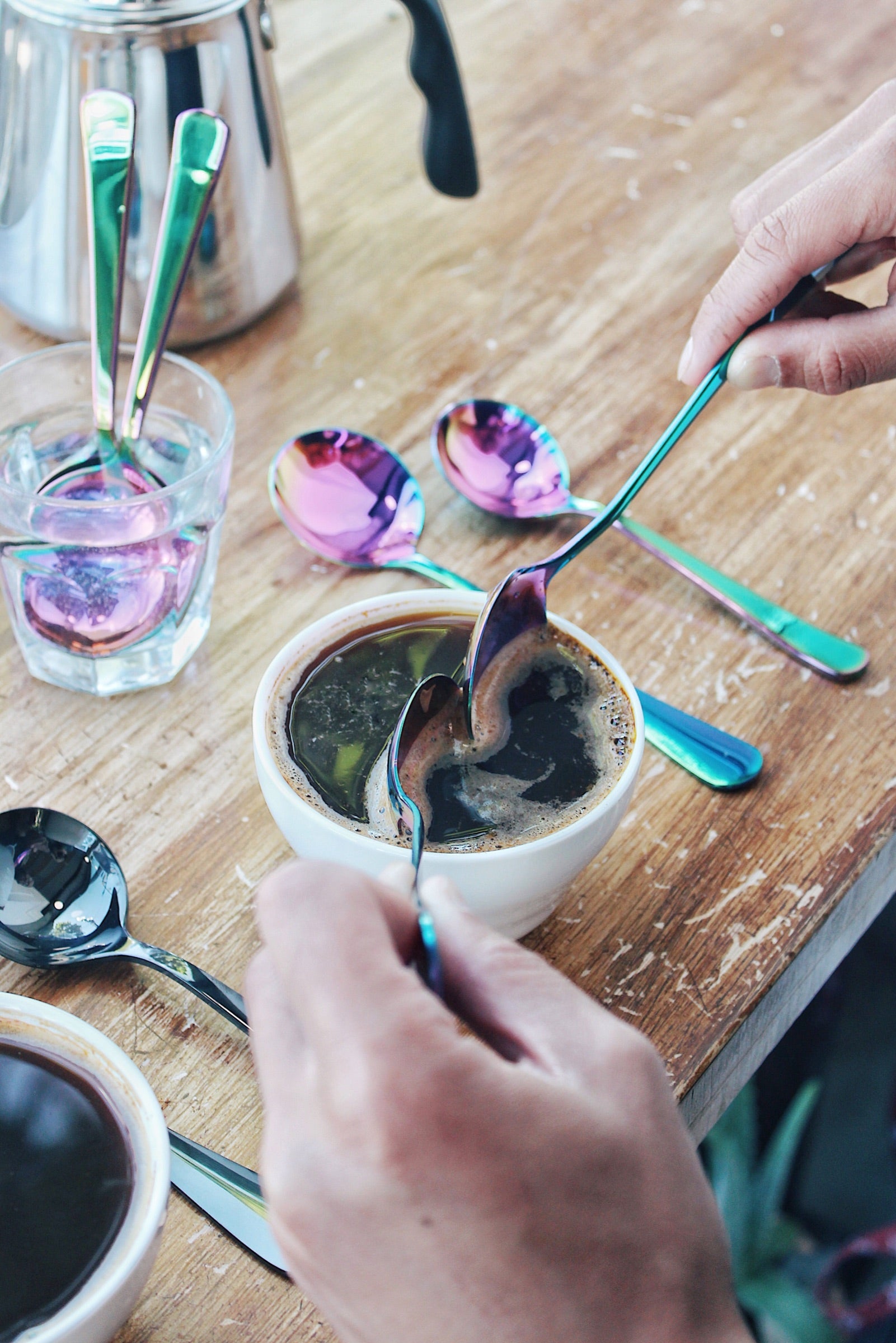 Umeshiso Rainbow Big Dipper Cupping Spoon Bean & Bean Coffee Roasters New York NYC Coffee Roasters Umeko Motoyoshi