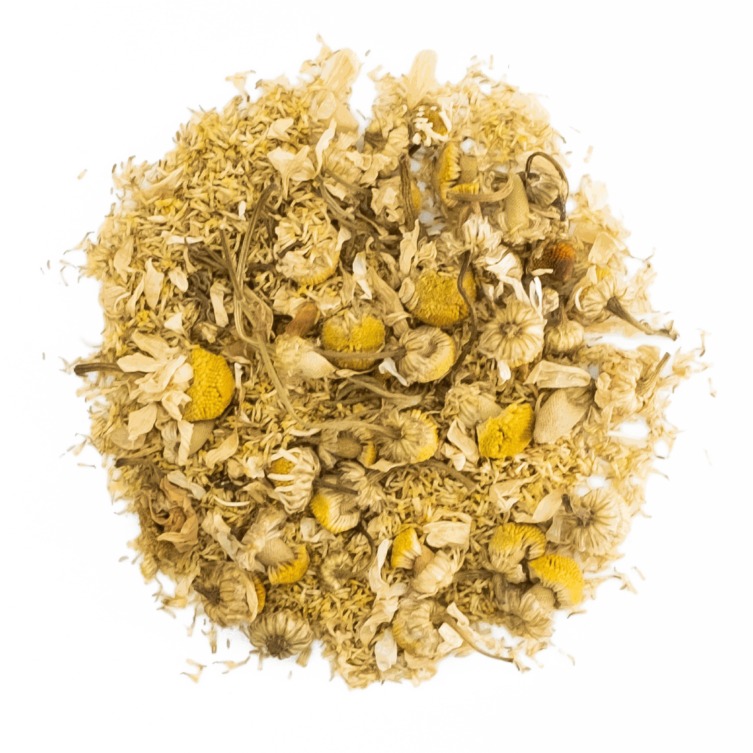 Loose leaf chamomile tea on a transparent background