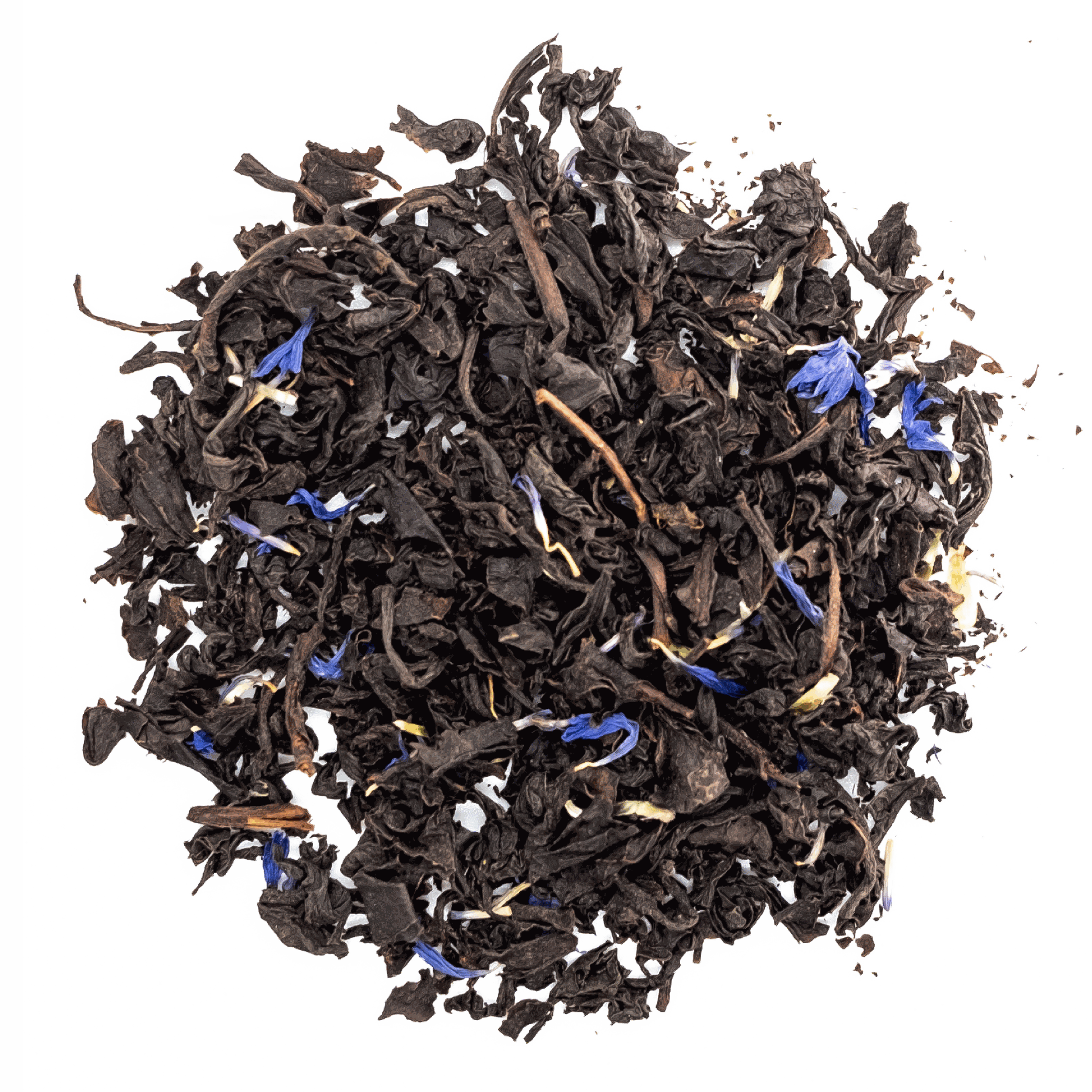 Loose leaf early grey tea on a transparent background
